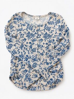 abercrombie kids Cream Long-Sleeve Top with Blue Floral Print
